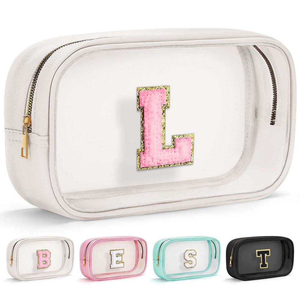 Initial Makeup Bag Travel Toiletry Bag Clear Makeup Bag Preppy Cosmetic Bag🙈